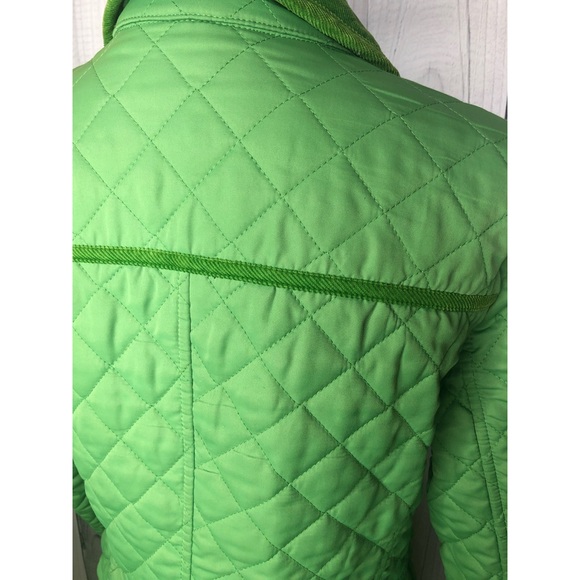Boden Quilted Button Down Jacket Corduroy Trim Green Sz 6 - Picture 7 of 12